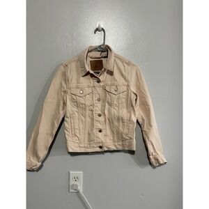 LEVI'S FRESH ORIGINAL TRUCKER‎ JACKET WOMENS XS PINK JEAN DENIM Botanical